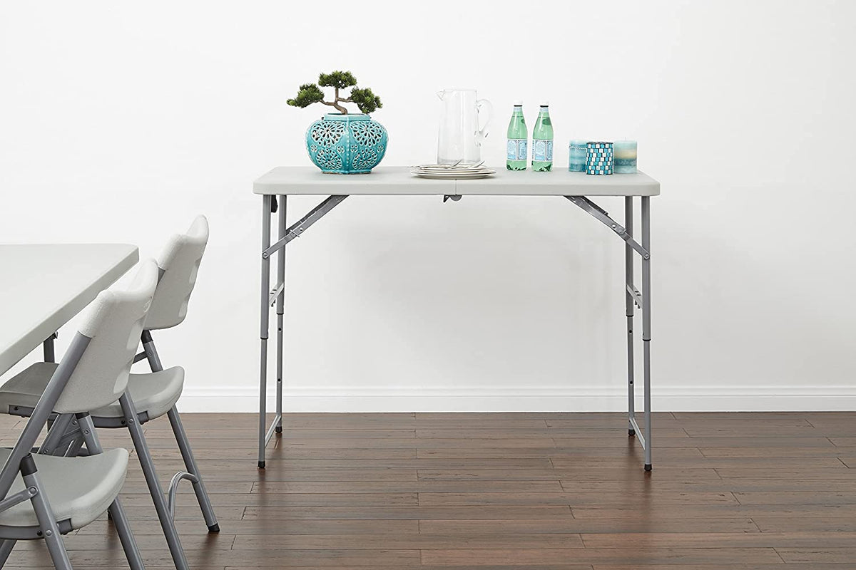 Office Star Products 122 cm Height-Adjustable Folding Resin Table Light Gray