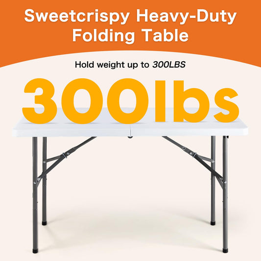 Sweetcrispy 122 cm Folding Picnic Table with Carrying Handle Basic White