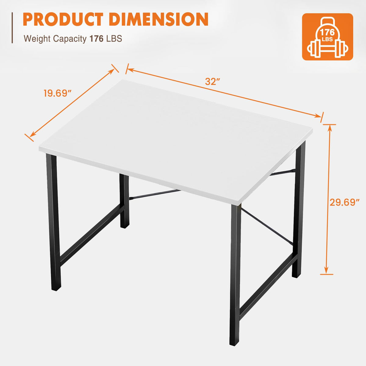 Sweetcrispy 32-Inch Compact Computer Desk White Black