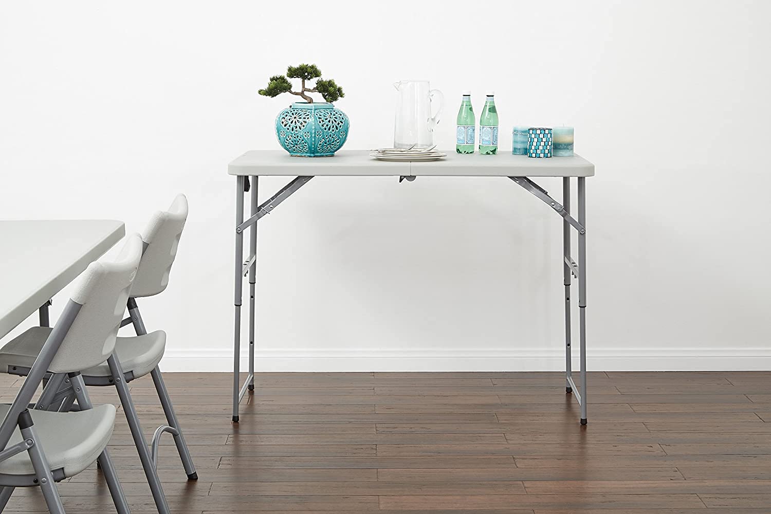 Office Star Products 122 cm Height-Adjustable Folding Resin Table Light Gray