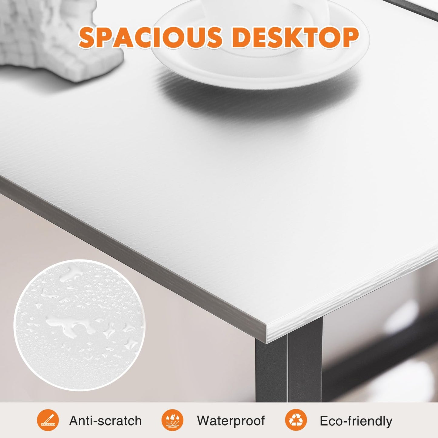 Sweetcrispy 32-Inch Compact Computer Desk White Black