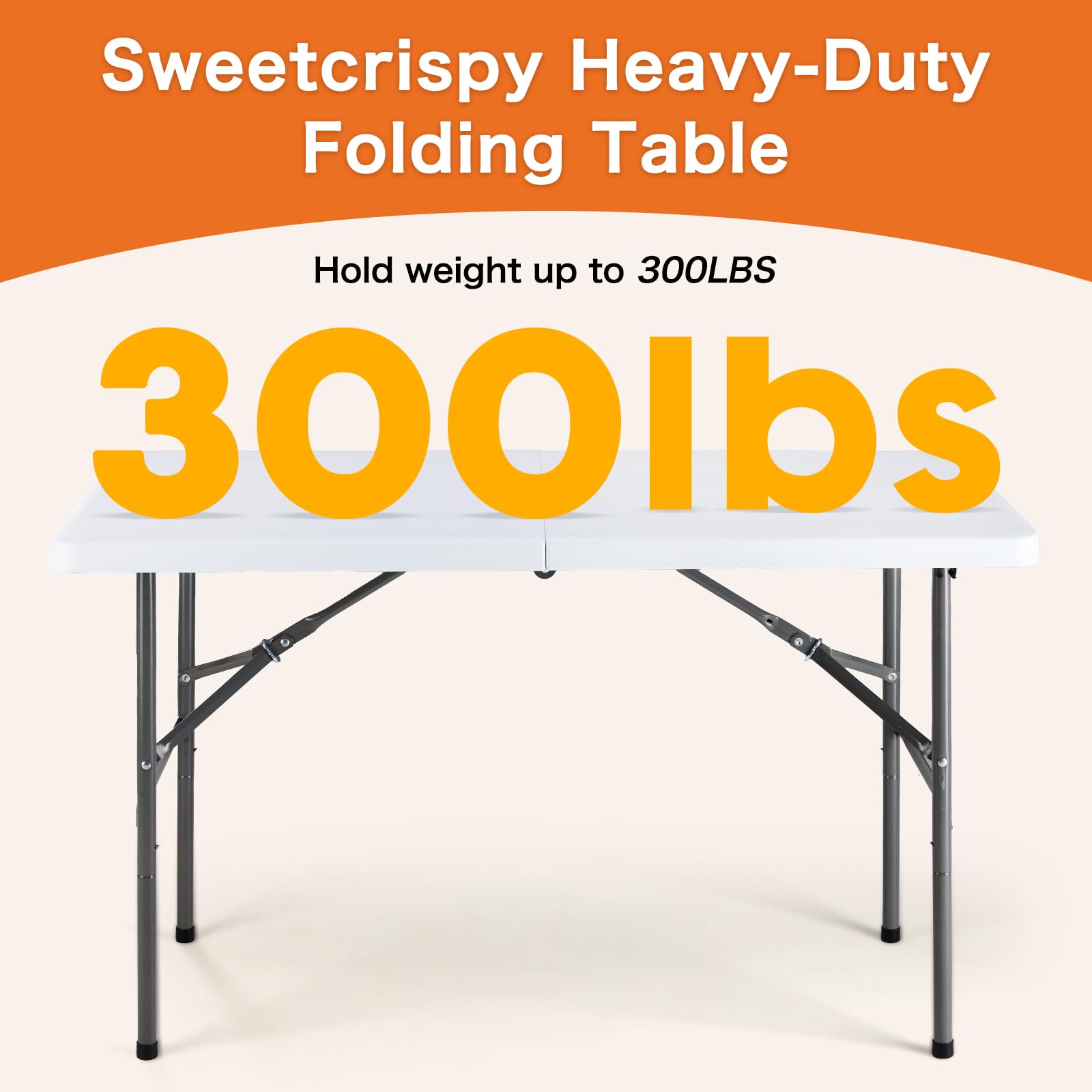 Sweetcrispy 122 cm Folding Picnic Table with Carrying Handle Basic White