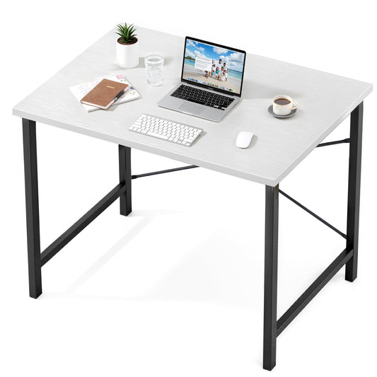 Sweetcrispy 32-Inch Compact Computer Desk White Black