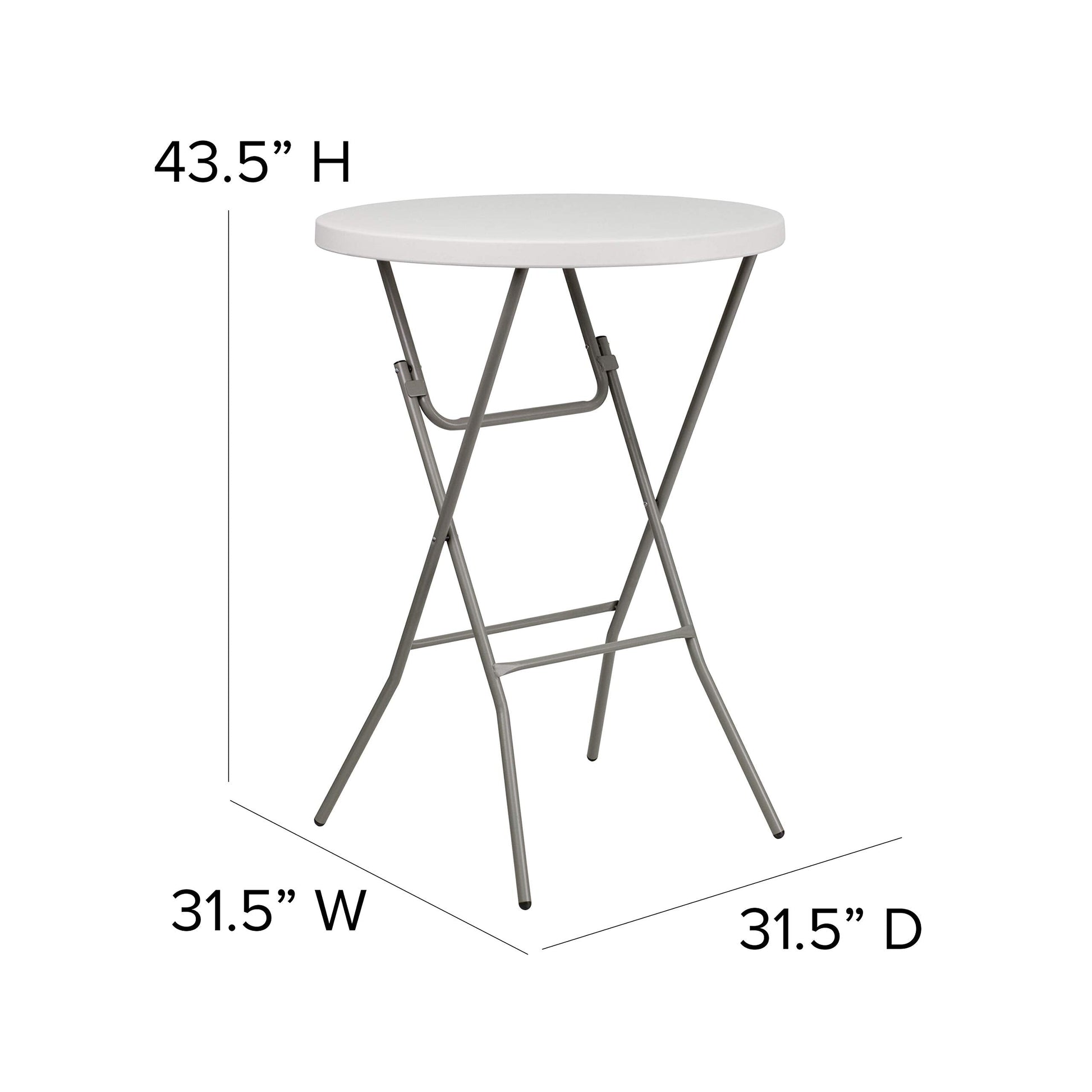 Flash Furniture Kathryn 31.5-Inch Round Folding Bar Height Table Granite White