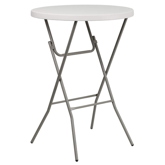 Flash Furniture Kathryn 31.5-Inch Round Folding Bar Height Table Granite White