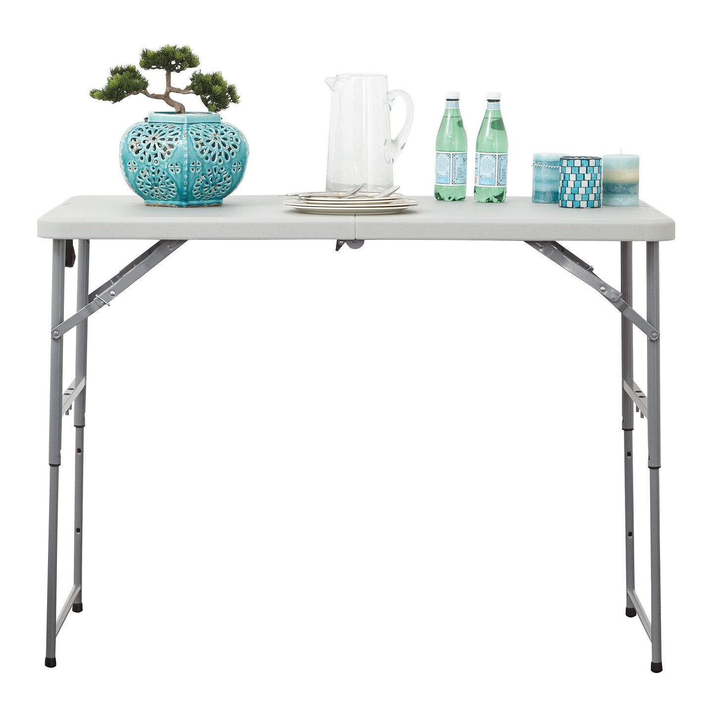 Office Star Products 122 cm Height-Adjustable Folding Resin Table Light Gray